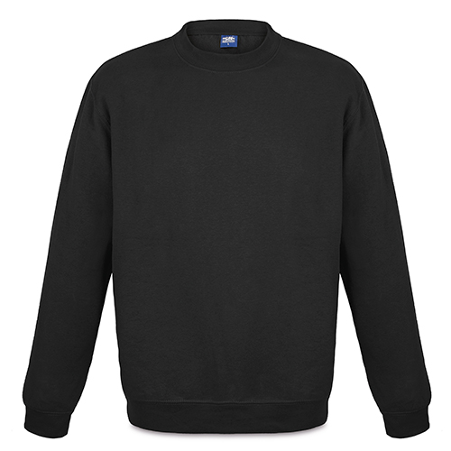 Sudadera Esencial Sin Capucha en color negro, vista frontal — personalizable con tu logo