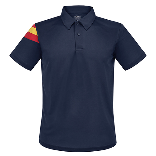 Polo Bandera Precio de Equipo en color marino, vista frontal — personalizable con tu logo