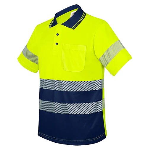 Polo reflectante de alta visibilidad · Personalizado con tu logo en color amarillo / marino