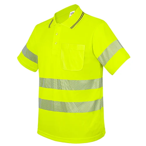 Polo reflectante de alta visibilidad · Personalizado con tu logo en color amarillo