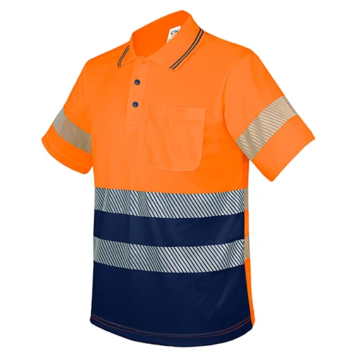 Polo reflectante de alta visibilidad · Personalizado con tu logo en color naranja / marino