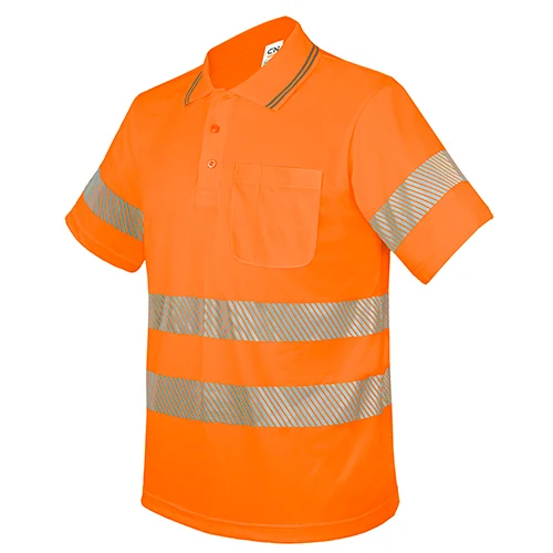 Polo reflectante de alta visibilidad · Personalizado con tu logo en color naranja