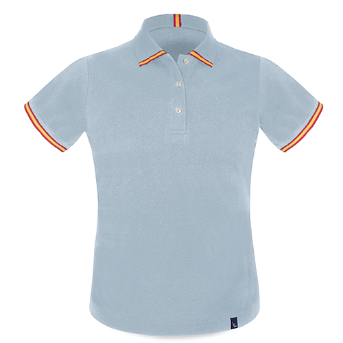 Polo España Selección Hombre en color azul, vista frontal — personalizable con tu logo