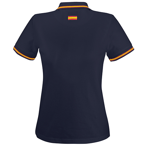 Polo Ejecutivo Piqué Mujer en color marino, vista trasera — personalizable con tu logo