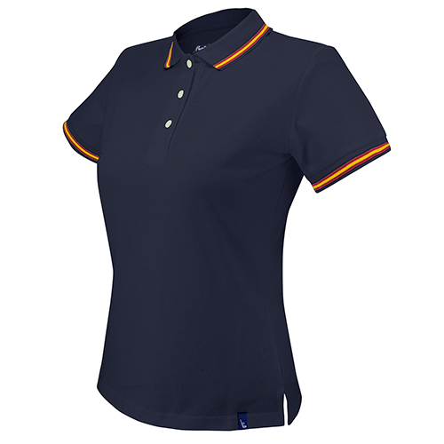 Polo Ejecutivo Piqué Mujer en color marino, vista frontal — personalizable con tu logo