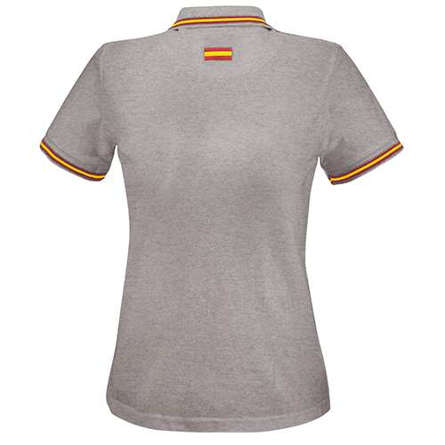 Polo Ejecutivo Piqué Mujer en color gris, vista trasera — personalizable con tu logo