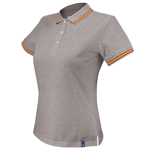 Polo Ejecutivo Piqué Mujer en color gris, vista frontal — personalizable con tu logo