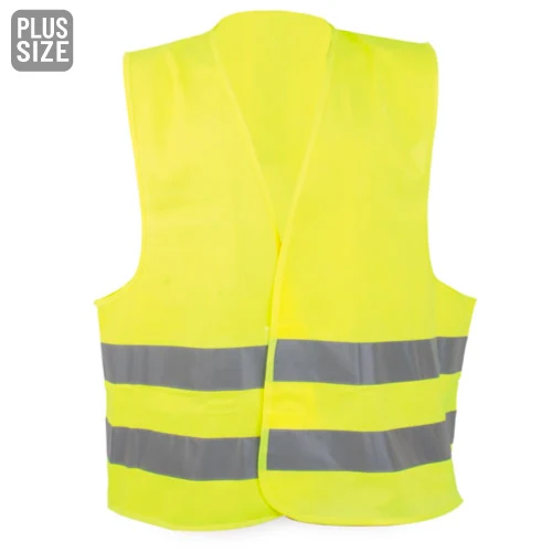 Chaleco reflectante de alta visibilidad talla grande · Personalizado con tu logo en color amarillo